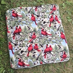 NEW! Red Cardinal Birds Pet Mat - Large - 3 Layers, Fleece Sherpa | Dog Cat Baby